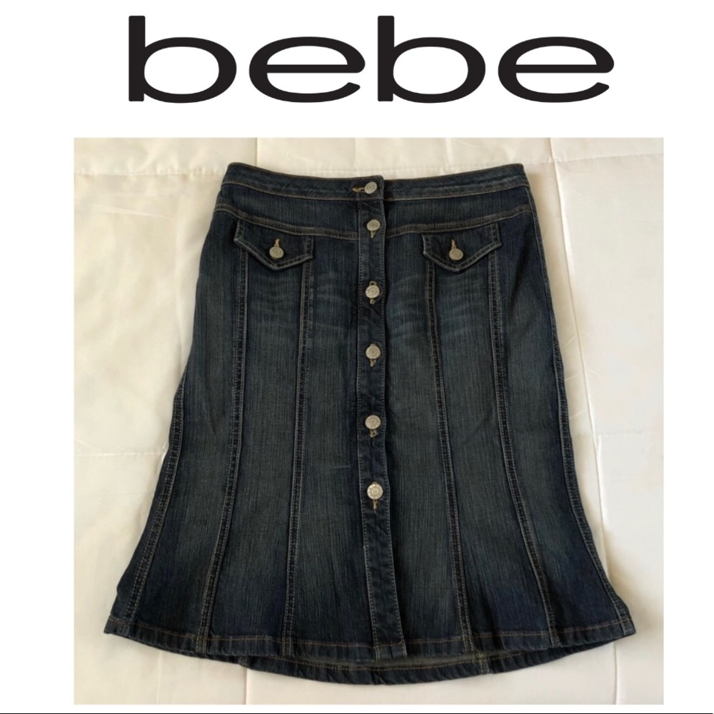 Bebe denim button up skirt